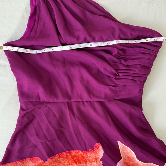 AMUR Atlas One Shoulder Gown in Sangria Flower 6 NWOT - Picture 6 of 13